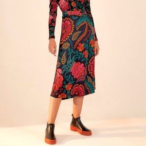 Farm Rio Flowerdoscopic Floral Midi Skirt - Size Medium